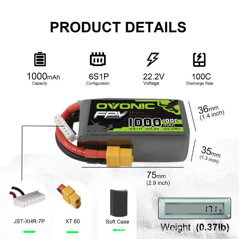 2 szt. OVONIC 1000mAh 100C 22. – Drone Battery 6S recenzja i cena