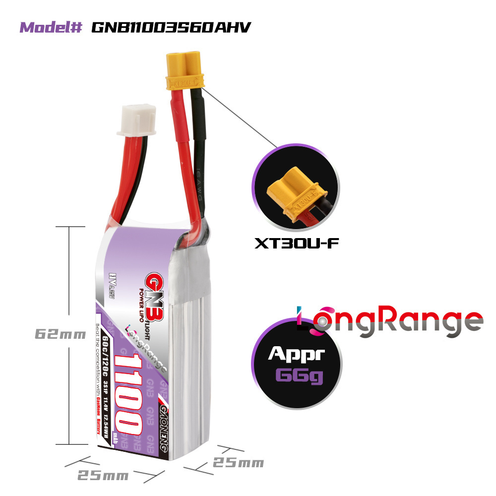 GNB 1100mAh 2S 3S 4S 6S 60C/12 – Drone Battery Lipo recenzja i cena