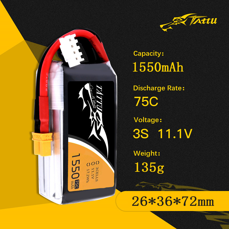 TATTU 3S 11.1V 1550mAh 75C bat – Drone Battery 3S recenzja i cena